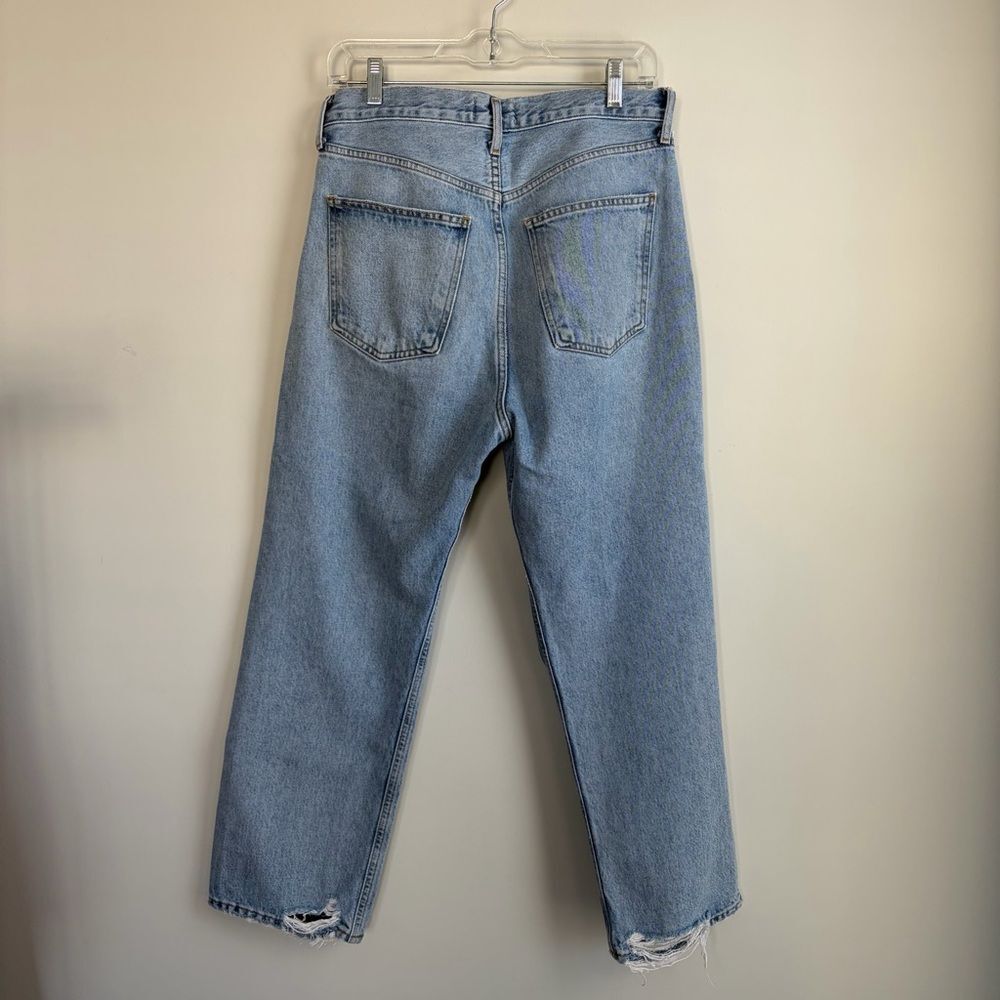 AGOLDE 90s Crop Jeans Echo Blue High Rise Denim Light Wash Destroyed - Picture 5 of 6
